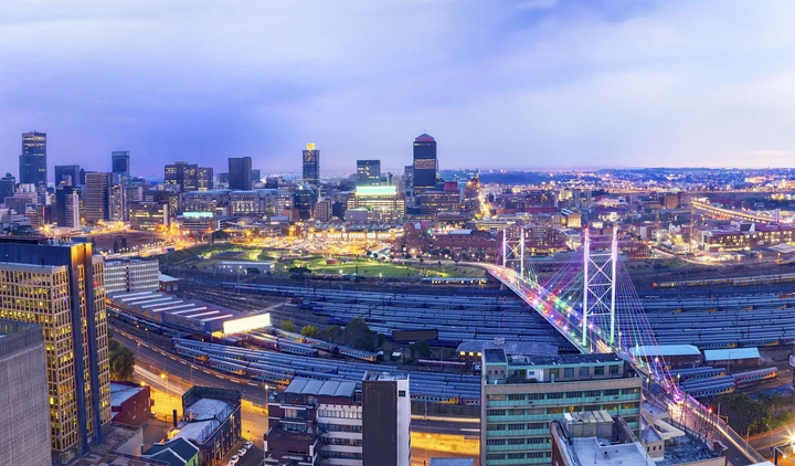 A view of Johannesburg's vibrant city lights, South Africa